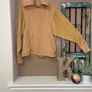 Tan and Yellow Women's Hoodie